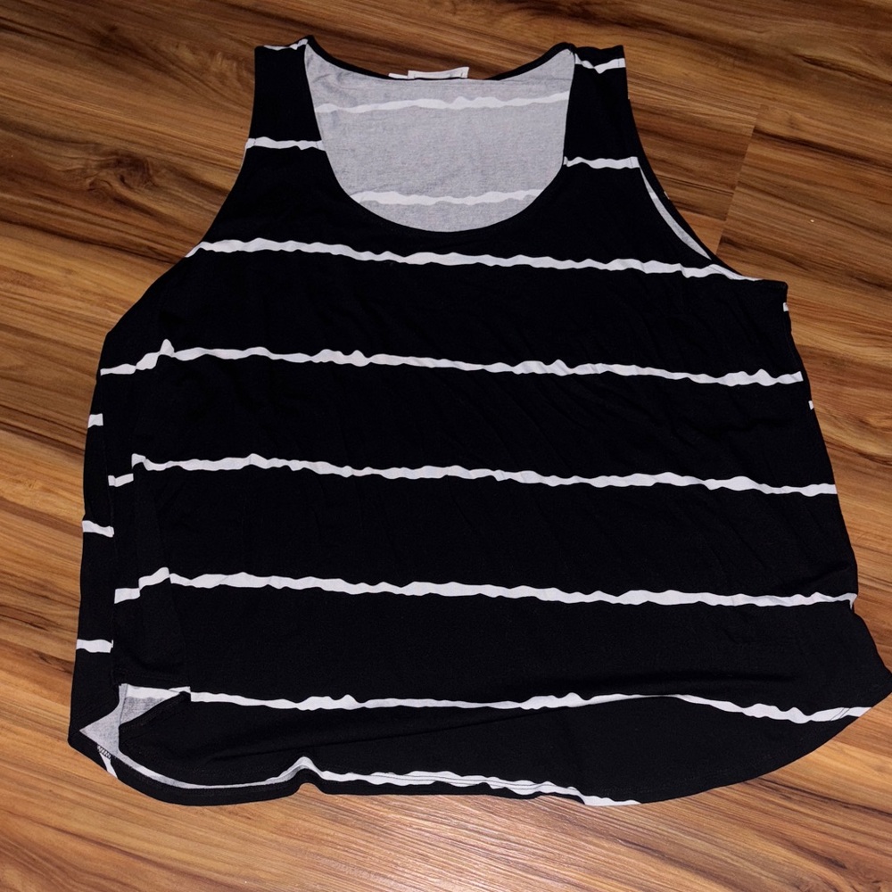 Zenana Outfitters Black and White Striped Tank Top